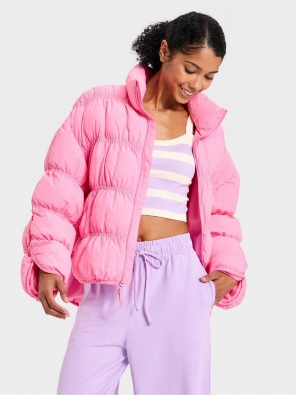 🌸NEW WITH TAGS JOY LAB PINK PUFFER JACKET SIZE XXL🌸
